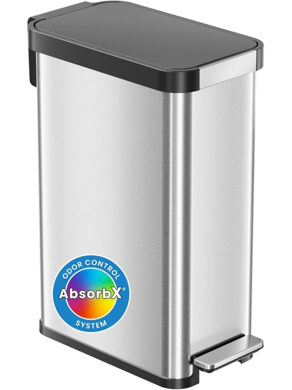 SoftStep EXP 50 Liter / 13.2 Gallon Slim Step Pedal Kitchen Trash Can with Odor